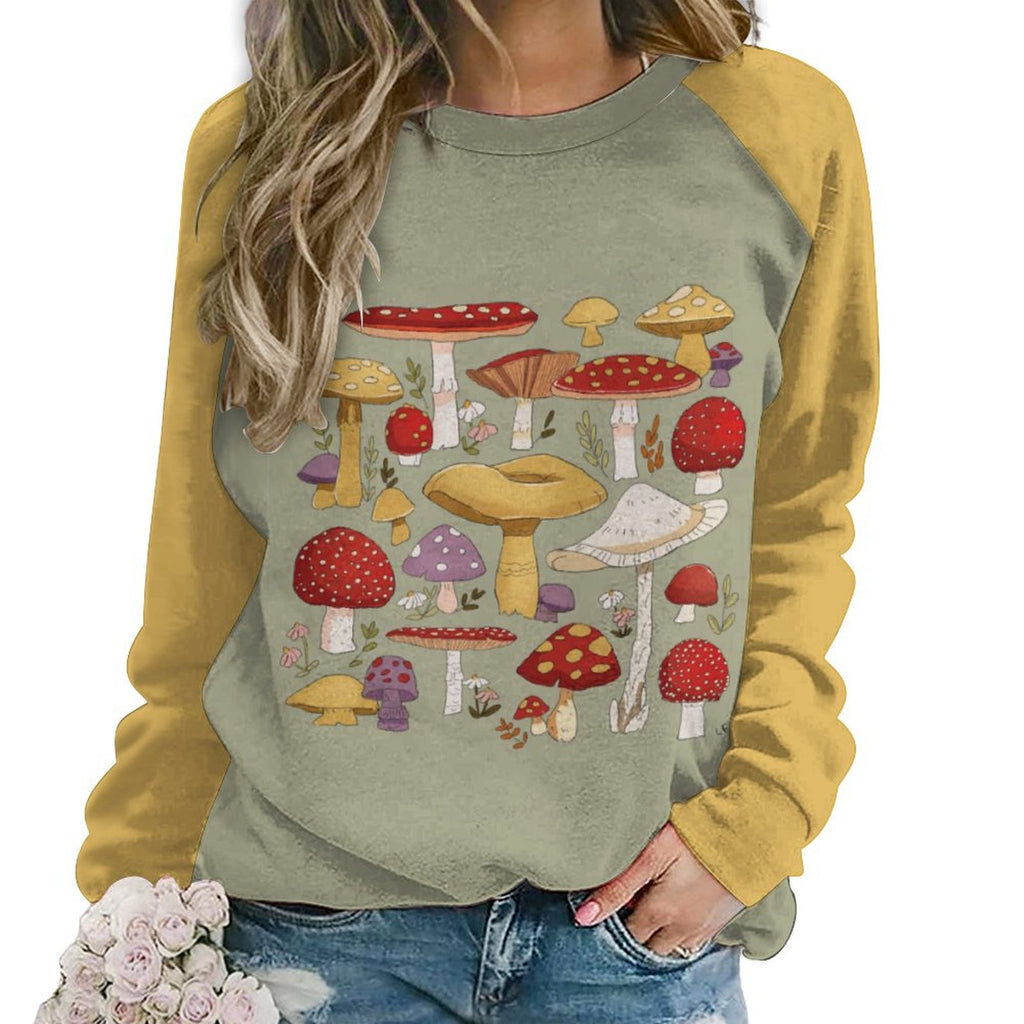 NenntBriy - Raglan Round Neck Sweater Retro Mushroom - Customized with photo&text
