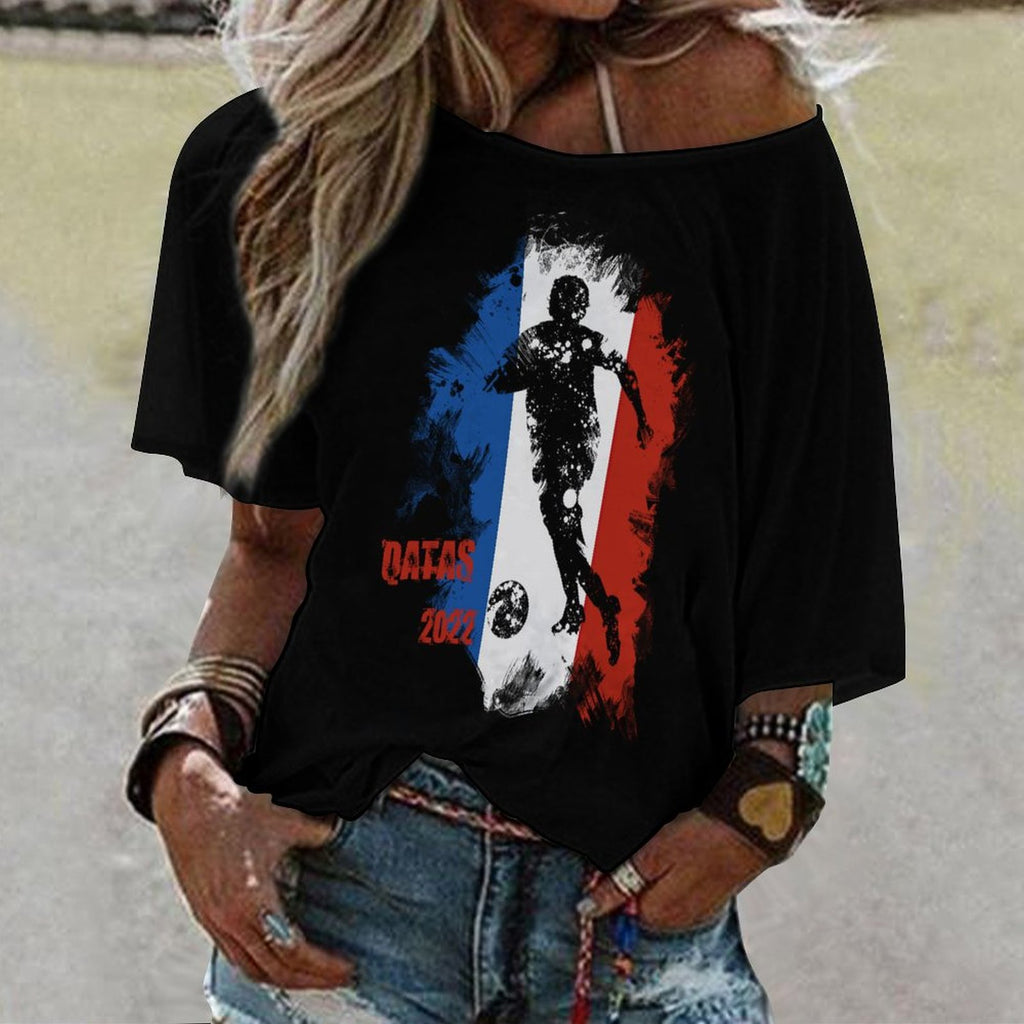 NenntBriy - Mid Sleeve Straight Neck T-shirt QATAR 2022 FRACE - Customized with photo&text