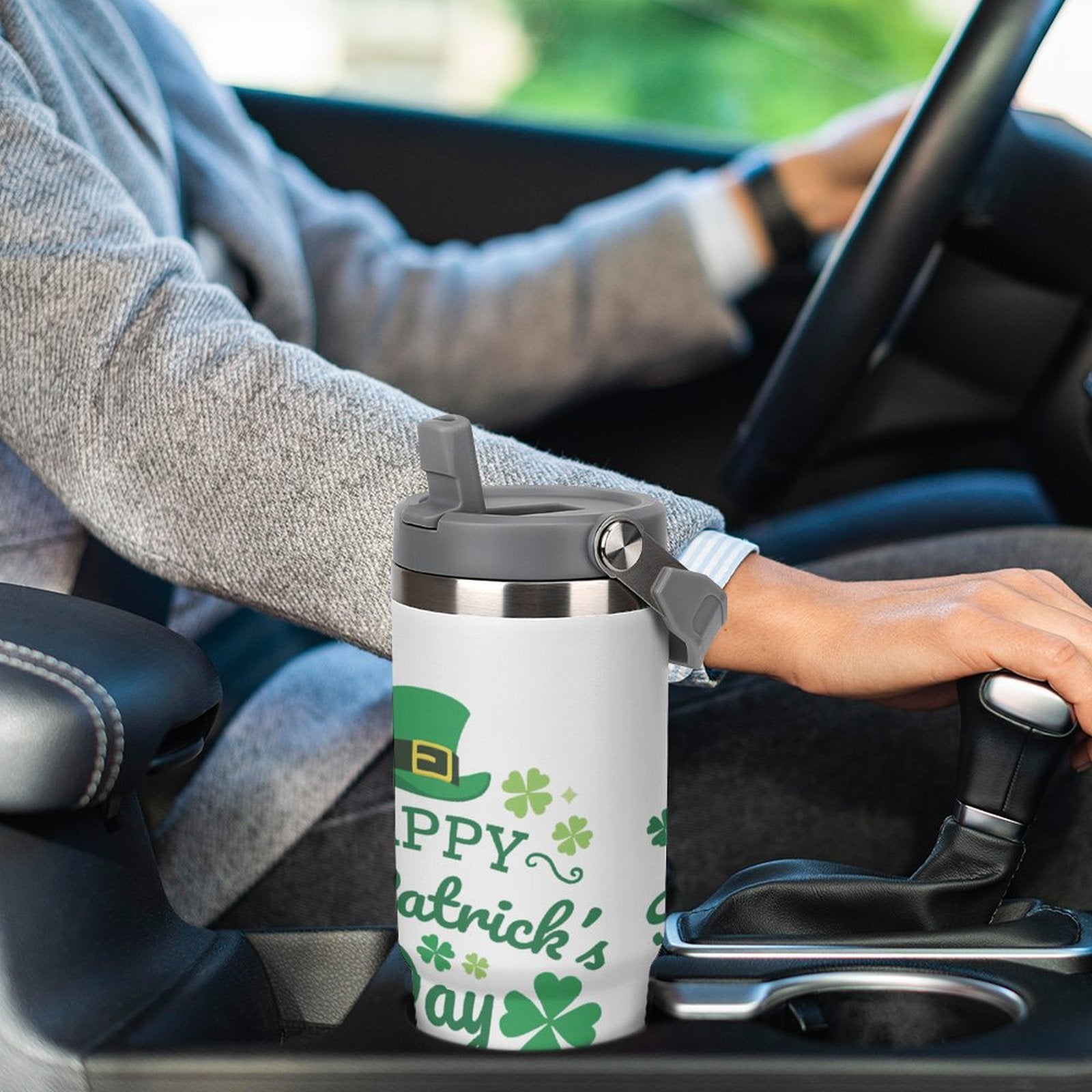 NenntBriy - Large Capacity Car Cup Happy St. Patrick’s Day - Customized with photo&text