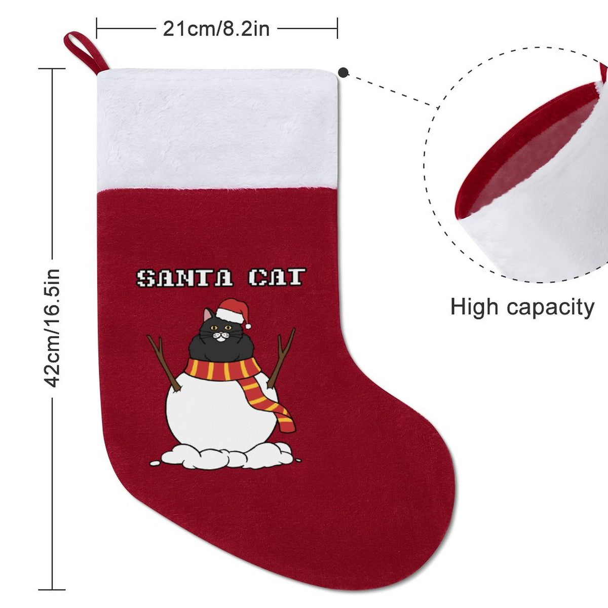 NenntBriy - Christmas Stocking Christmas Snowman Black Cat - Customized with photo&text