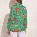 NenntBriy - Vntage Casual Long Sleeve Shirt Tops Thanksgiving Turkey  - Customized with photo&text
