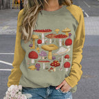 NenntBriy - Raglan Round Neck Sweater Retro Mushroom - Customized with photo&text
