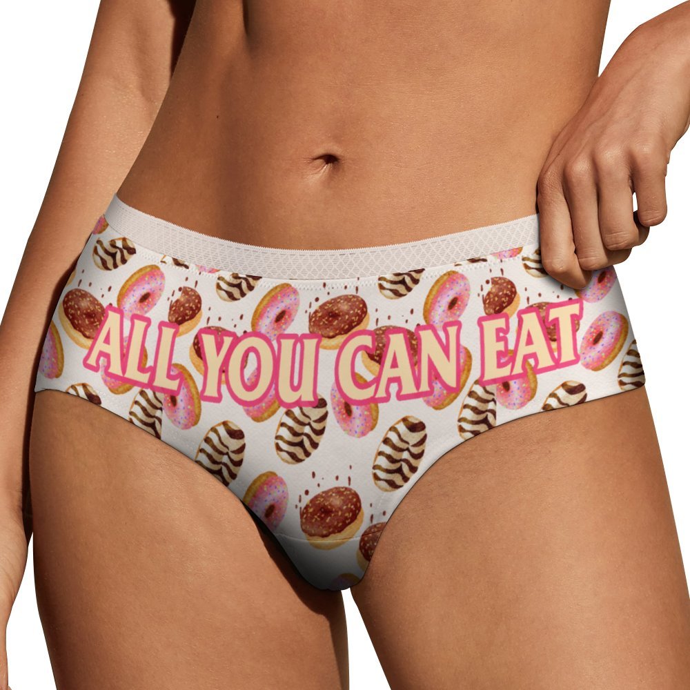 NenntBriy - Women's Lace Underwear Food Doughnut Pattern - Customized with photo&text