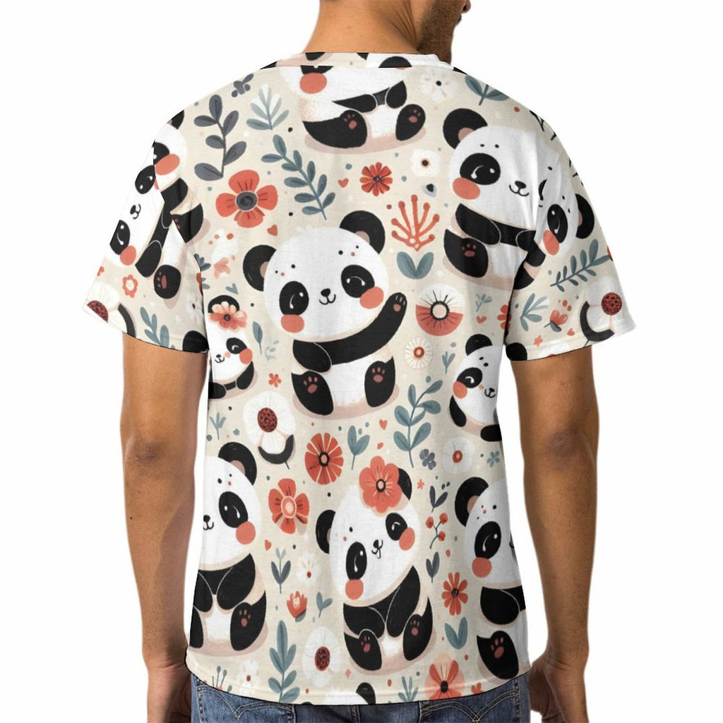 NenntBriy - Men's Short Sleeve T-Shirt Panda, Red - Customized with photo&text