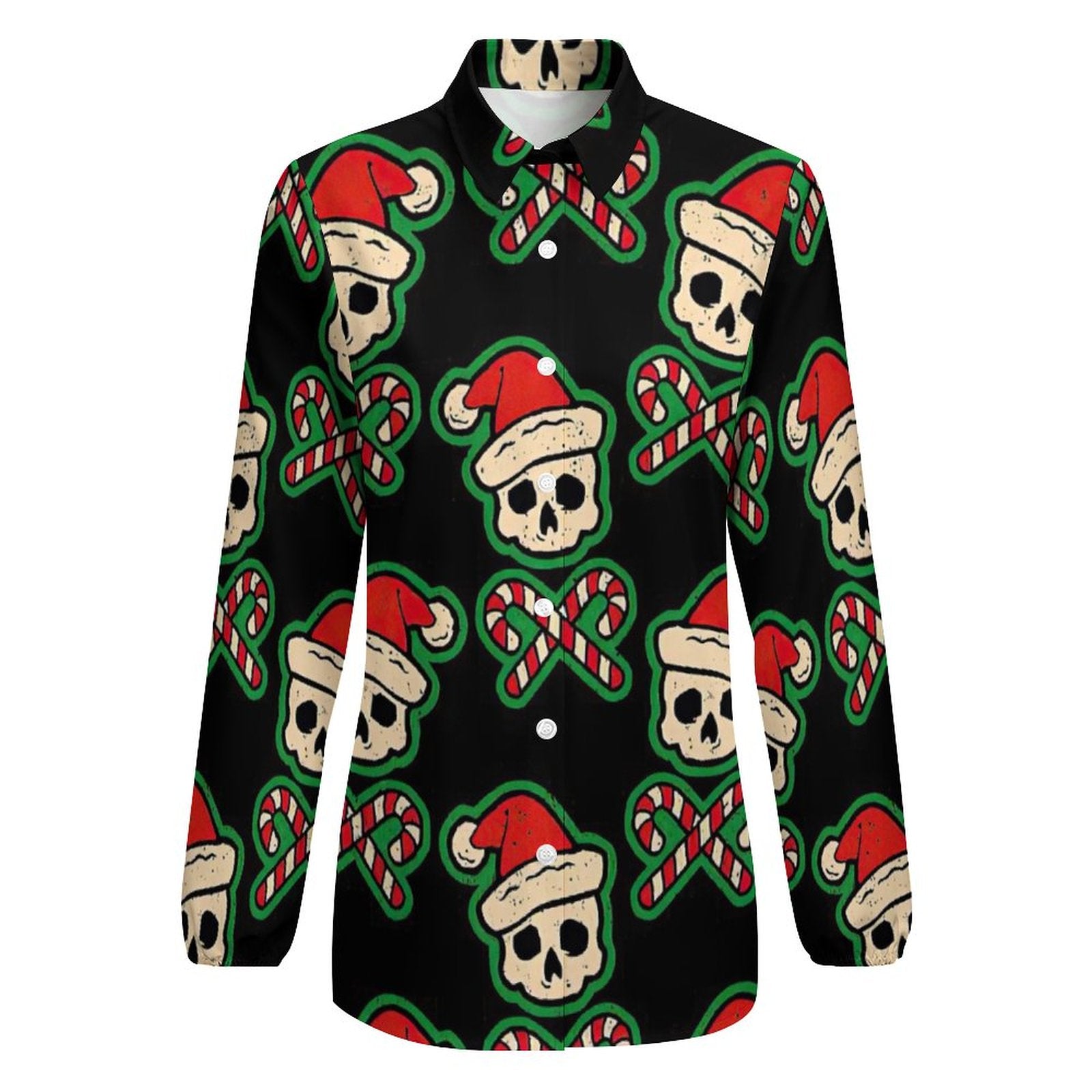 NenntBriy - Vntage Casual Long Sleeve Shirt Tops Chrinstmas Skulls - Customized with photo&text