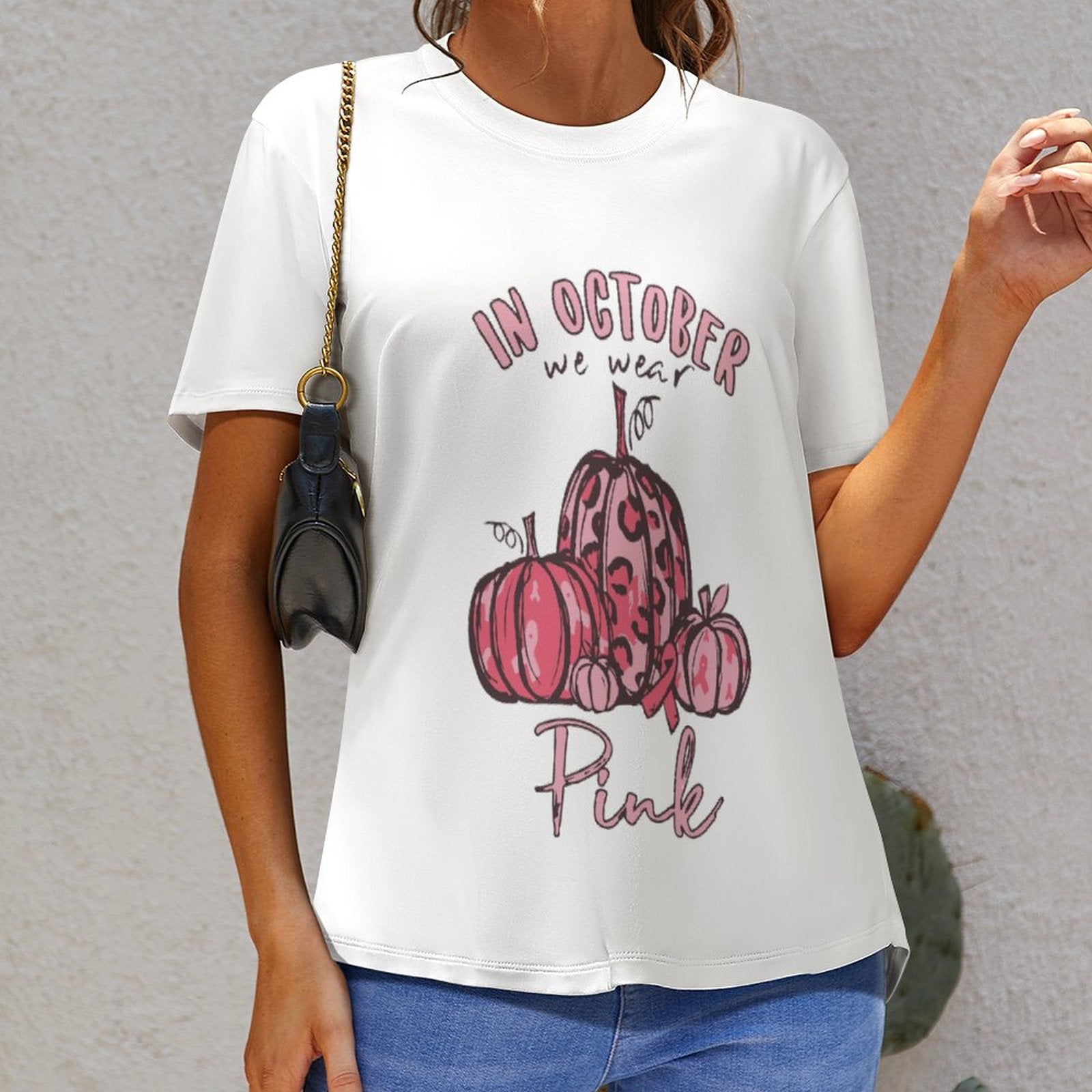 NenntBriy - Full Print T-shirt in October We Wear Pink - Customized with photo&text