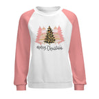 NenntBriy - Raglan Round Neck Sweater Merry Christmas Pink Trees - Customized with photo&text