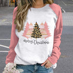NenntBriy - Raglan Round Neck Sweater Merry Christmas Pink Trees - Customized with photo&text