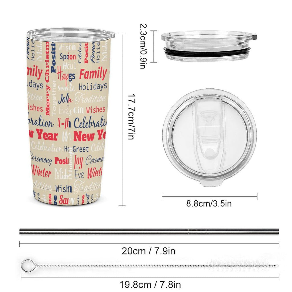 NenntBriy - Full Width Printed Car Cup Retro Design, Newspaper - Customized with photo&text