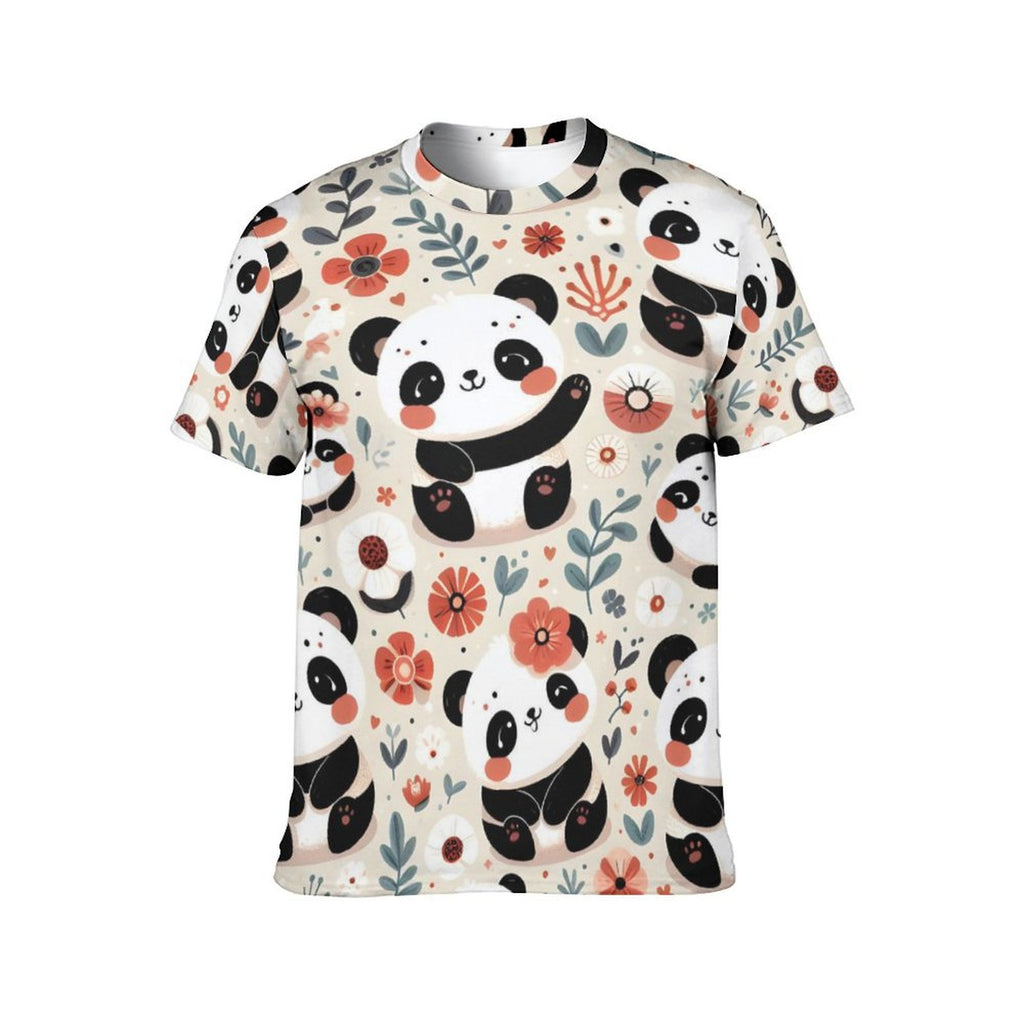 NenntBriy - Men's Short Sleeve T-Shirt Panda, Red - Customized with photo&text