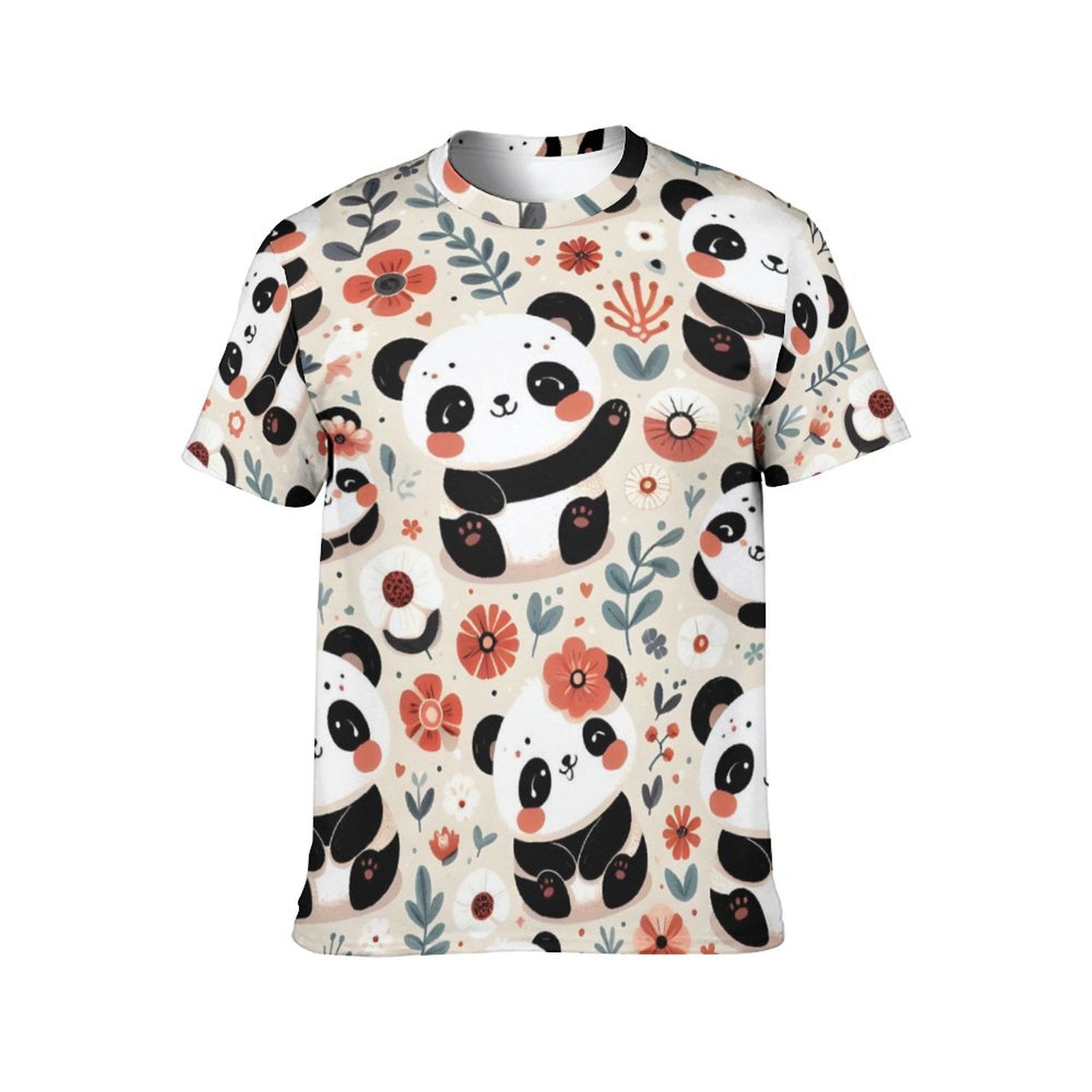 NenntBriy - Men's Short Sleeve T-Shirt Panda, Red - Customized with photo&text