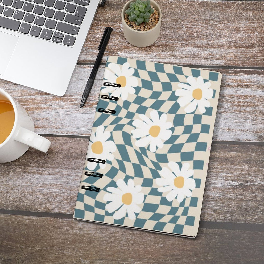 NenntBriy - Notebook Blue And White Plaid, Flower - Customized with photo&text