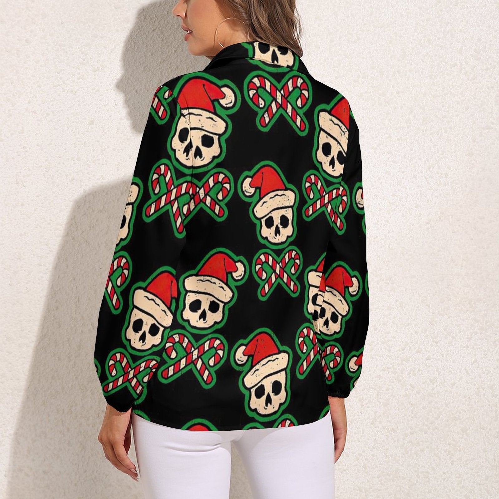 NenntBriy - Vntage Casual Long Sleeve Shirt Tops Chrinstmas Skulls - Customized with photo&text