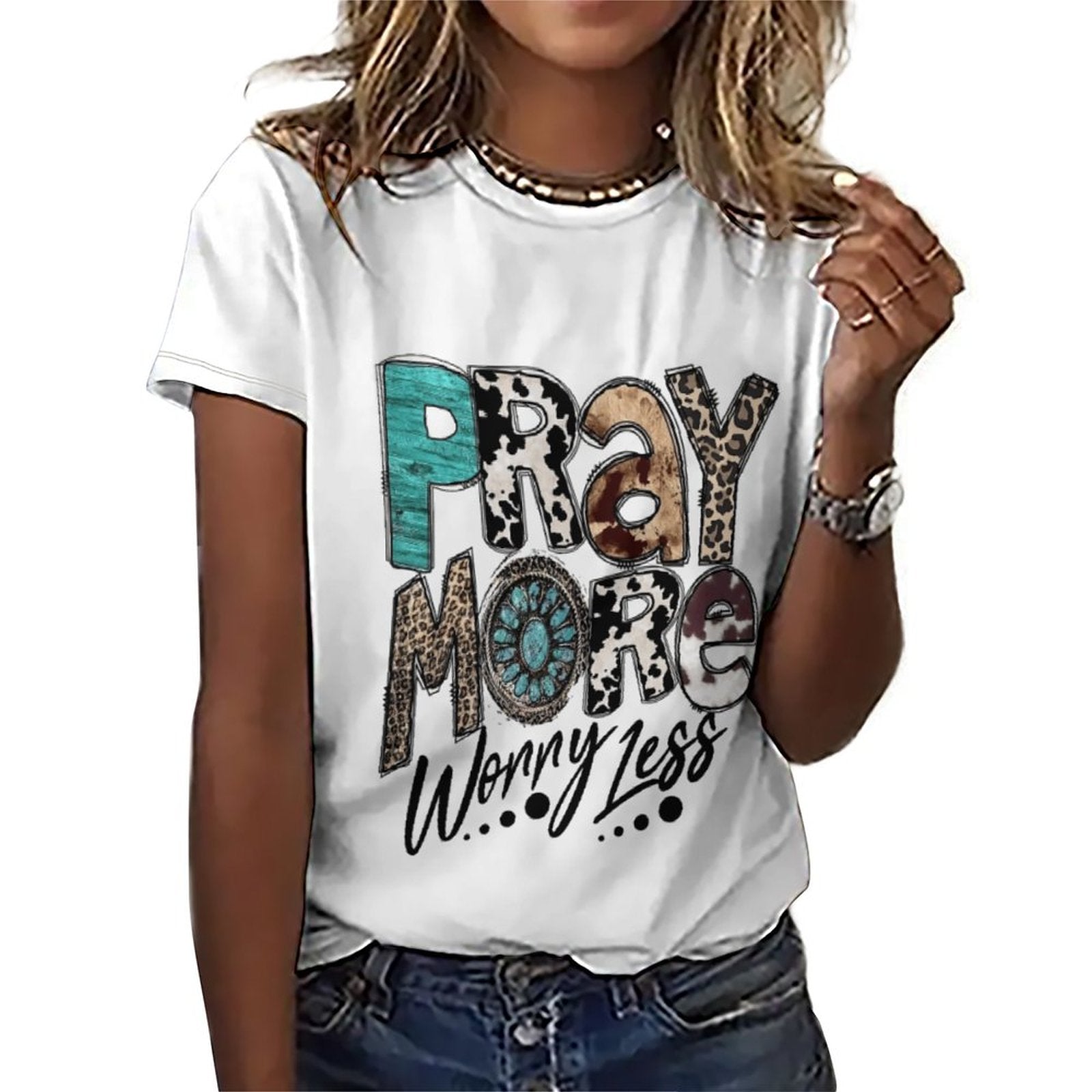NenntBriy - Full Print T-shirt Pray More - Customized with photo&text