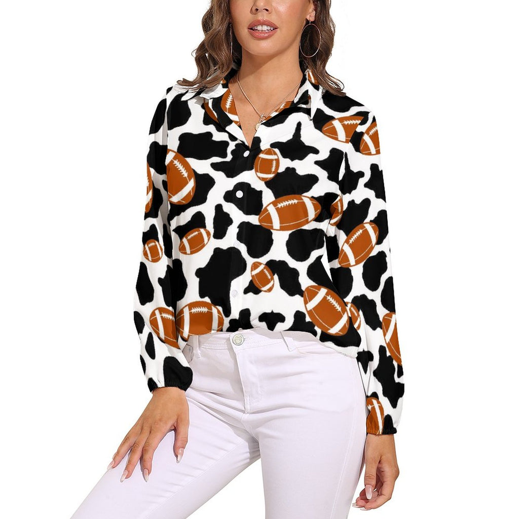 NenntBriy - Vntage Casual Long Sleeve Shirt Tops American Football Pattern- Customized with photo&text